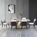 6 Seater Dining Table and Chairs – Unique Dining Table Design for Modern Look | Solid Stainless Steel Dining Base