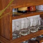 Wood Wall Mounted Bar Cabinet by Artyfer | Solid Wood Bar Cabinet | Brown Wood Teak Finish