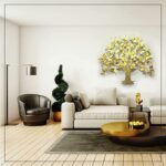 Wall Art Tree in Metal | Handmade Golden Wall Hanging Art Decor Sculpture Birds Sitting On Branches | Tree of Life Wall Hanging - Image 3