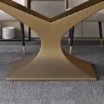 Black Marble Top Dining Table with 4 Chairs – Stainless Steel Base with PVD Coating - Image 4