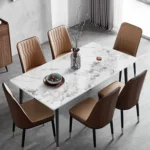 Marble Dining Table Set with Both 4 Chairs and 6 Chairs Option – Perfect Dining Table Design for Small Dining Area - Image 2