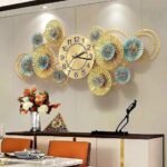 Golden Wall Clock for Living Room – Metallic Big Size Designer Wall Clock Hanging | (60*29 Inches – 4kg)