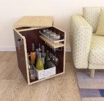 Living Room Bar Cabinet for Small Space | Cherry Wooden Liquor Bar Cabinet for Home | Modern Mini Bar Cabinet Home Decor