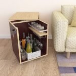 Living Room Bar Cabinet for Small Space | Cherry Wooden Liquor Bar Cabinet for Home | Modern Mini Bar Cabinet Home Decor