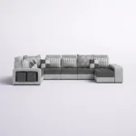 7 Seater Slipcovered Sofa Set – U Shaped 5 Piece Sectional with 5 Ottoman