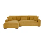 Yellow 3 Seater Sofa Set – L Shape 2 Piece Sectional Sofa Set with Chaise and 5 Cushioned Pillows - Image 2