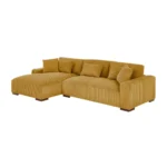 Yellow 3 Seater Sofa Set – L Shape 2 Piece Sectional Sofa Set with Chaise and 5 Cushioned Pillows - Image 3