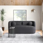 Dark Grey Upholstered 2 Seater Loveseat Black Sofa – Solid Wood Frame Upholstered Sofa