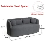 Dark Grey Upholstered 2 Seater Loveseat Black Sofa – Solid Wood Frame Upholstered Sofa - Image 2