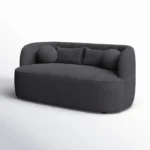 Dark Grey Upholstered 2 Seater Loveseat Black Sofa – Solid Wood Frame Upholstered Sofa - Image 4