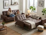 Convertible Modern Leather Futon Sofa Cum Bed