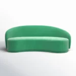 Sleek 3 Seater Curved Green Sofa – Tight Back Recessed Arms Luxury Sofa