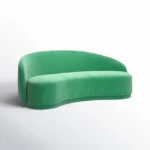 Sleek 3 Seater Curved Green Sofa – Tight Back Recessed Arms Luxury Sofa - Image 4