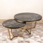 The Three Legged Spider Nesting Coffee Table – Black Marble Top Center Table for Living Room | Round Tea Table in Golden Stainless Steel Frame - Image 2