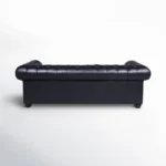 Black Leather Sofa in Diamond Button Tufted Design – Rich Look 3 Seater Chesterfield Sofa for Luxury Living - Image 2