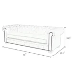 Black Leather Sofa in Diamond Button Tufted Design – Rich Look 3 Seater Chesterfield Sofa for Luxury Living - Image 3