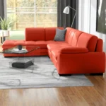 L Shape Leather Sofa and Chaise – Brick 4 Seater Sectional Sofa Set
