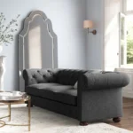 French Boucle 3 Seater Curved Lounge Sofa for Living Room – Luxury Chesterfield Sofa for Premium Homes