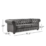 French Boucle 3 Seater Curved Lounge Sofa for Living Room – Luxury Chesterfield Sofa for Premium Homes - Image 2