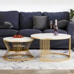 Luxury Coffee Table Design For Elegant Look | White Marble Top Nesting Centre Table For Living Room