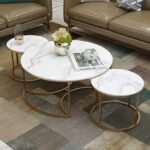 Coffee Table for Living Room Set of 3 | White Marble Top Centre Table for Drawing Room | Large Center Table for Space Utilization