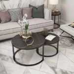 Black Coffee Table Design for Living Room Decor | Set of 2 Round Coffee Table