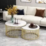 Accent Coffee Table for Sitting Room | White Marble Top Centre Table for Living Room | Modern Design Coffee Table - Image 2