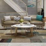 Coffee Table for Living Room Set of 3 | White Marble Top Centre Table for Drawing Room | Large Center Table for Space Utilization - Image 3