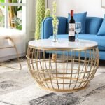 Coffee Table for L Shape Sofa – Luxury Centre Table for Drawing Room | Golden Round Coffee Table