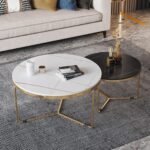 Modern Coffee Table For Drawing Room | White And Black Marble Top Centre Table For Living Room