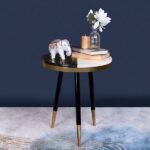 The Yin Yang Coffee Side Table for Living Room | Black & White Marble Top Bedside Table for Bedroom | Golden Finish Lamp Table for Home Decor | Indoor Planter Stand Corner Table | Sofa Side Card Table for Living Room