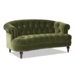 Olive Green Rolled Arm Chesterfield Sofa – Tuffed Button Upholstery Olive Green 3 Seater Sofa for Living Room - Image 4