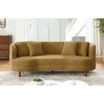 Ginger Corduroy 3 Seater Curved Sofa for Living Room with 4 Matching Comfortable Pillows