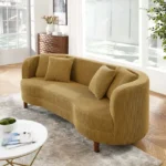 Ginger Corduroy 3 Seater Curved Sofa for Living Room with 4 Matching Comfortable Pillows - Image 3