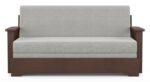 3 Seater Pull Out Sofa Cum Bed In Vapour Brown Color | Foldable Sofa Cum Bed Design in Wood - Image 3