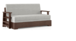 3 Seater Pull Out Sofa Cum Bed In Vapour Brown Color | Foldable Sofa Cum Bed Design in Wood - Image 4