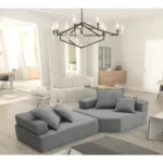 Convertible Sectional Sofa Cum Bed – Foam Filled Sofa Bed for Living Room | Set of 2 Low Floor Sofacum Bed Sectional Sofa Set
