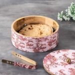 Chapatti Box with Pink Enamel – Wooden Roti Box | Handmade Casserole to Keep Roti Hot | Enhance the Smell of Rotis