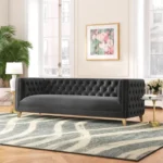 3 Seater Chesterfield Velvet Sofa – Grey Luxury Sofa for Every Living Rooms