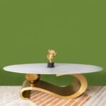 Monala Centre Table for Living Room – Designer Coffee Table in Stainless Steel | White Marble Top Centre Table Design for Luxury Look | Modern Design Coffee Table for Drawing Room - Image 2