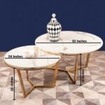 Spider Three Legged Nesting Coffee Table – White Marble Top (Stainless Steel) | Golden Coffee Table for Living Room | Metallic Centre Table for Drawing Room | White Marble Top Tea Table in Set of 2 - Image 2