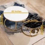 The Umami Nesting Coffee Table Set of 2 – Golden Center Table for Living Room | Marble Top  Coffee Table for Drawing Room - Image 2