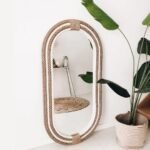 Large Bedroom Wall Mirrors – Oval Shaped Rope Mirror for Wall | Lightweight and Durable |