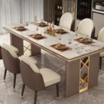 Luxury Modern 6 Seater Dining Table Set with Chairs | Italian Marble Top Dining Table | Elegant Designer Dining Furniture - Image 6