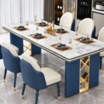 Luxury Modern 6 Seater Dining Table Set with Chairs | Italian Marble Top Dining Table | Elegant Designer Dining Furniture - Image 3