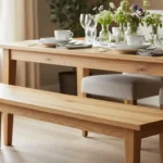 Dining Bench Design in Mahogany Finish by Artyfer | Solid Wood Dining Bench | Brown Rectangular Wooden Finish