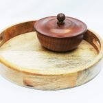 Wooden Round Tray with Bowl | Handmade Serving Tray in Wood | Handcrafted Kitchen Essential in Sheesham Wood