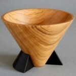 Wooden Bowl – Designer Bowl with Black Stand | Handmade Crock Porringer | Kitchen Essential Wooden Tureen
