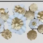 Floral Metal Wall Art Hangings – Santa White Floral Leaf Metallic Decor