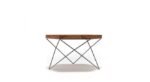 Abstract Metal Coffee Table for Living Room | Wooden Top Tea Table Design for Vintage Look | Round Teapoy Table for Drawing Room - Image 3